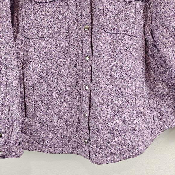 J. Crew Quilted Cotton shirt-jacket in mixed floral Lavender 2XL women's - Picture 10 of 16